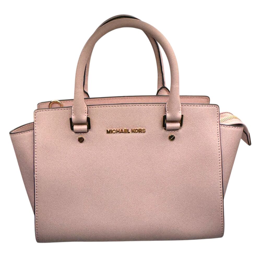 Michael Kors Selma Medium Satchel Blossom Pink Saffiano Crossbody